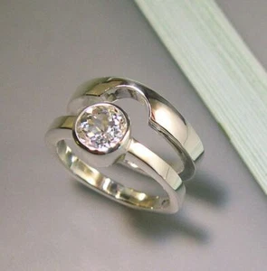 0.50cts Round Diamond Cut Ring Engagement Ring, 14kt Gold Fn Couple Ring set - Bild 1 von 3