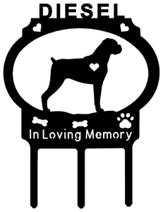 BOXER Dog Memorial Pet Grave Marker Cemetery Stake Personalized Name Metal Art - Picture 1 of 4