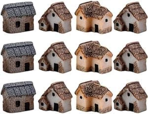 12 Piece Mini Fairy Stone Houses Set Durable Resin for Micro Landscape Garden De - Picture 1 of 6