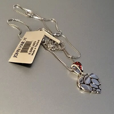 NUEVO CON ETIQUETAS COLLAR COLGANTE CORAZÓN JOHN HARDY KALI PLATA LAVA EN CAJA Foto 1 de 4