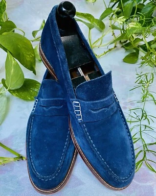 Mocassim masculino/unissex de camurça azul Aldo. Tamanho 10,5 EUA. 9,5 Reino Unido. 43,5 EUR. Usado - Imagem 1 de 4