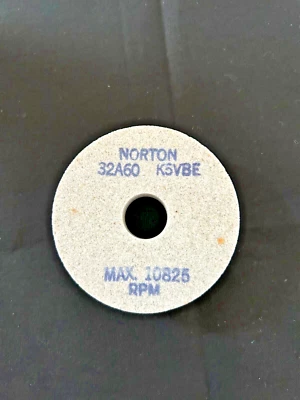 NORTON GRINDING WHEEL 32A60-K5VBE  3" X 3/4" X 3/4" MAX RPM 10825 (NEW) - Image 1 of 4