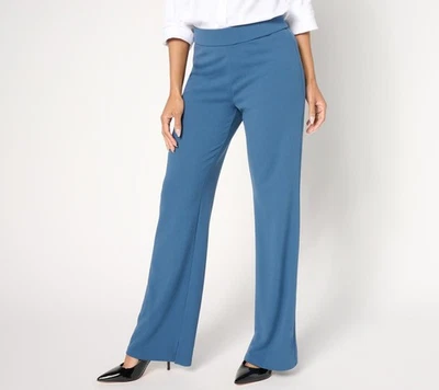 Dennis Basso Women's Petite Pants PL Luxe Crepe Pull On Bootcut Blue A667620 - Image 1 of 4