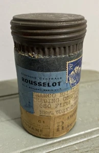 Vintage Rousselot Film Canister Tin w/ Labels & Stamps – Paris France Cinema - Picture 1 of 10