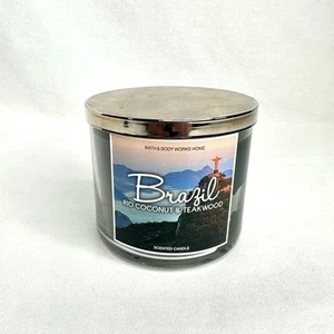 Brazil Rio Coconut & Teakwood 3 Wick Candle Large 14.5 Oz. Bath & Body Works BBW - Picture 1 of 6