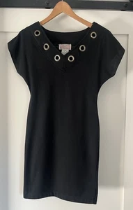 VTG Spice Of Life Black Mini Dress - Women’s Medium - Form Fitting - Metal Ring - Picture 1 of 6