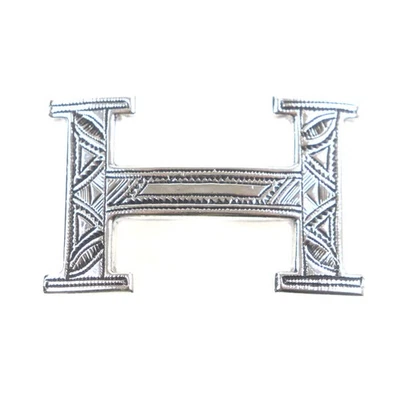 Hermes Touareg Ag925 Hand-Carved H Buckle Belt Men Silver One Size - Image 1 of 4