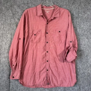 Horny Toad & Co Shirt Mens Large Button Up Red Chambray Roll Tab Outdoor Organic - Picture 1 of 14