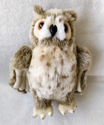 Realistic Brown & White Owl Soft Plush Life-Like Bird Toy With Sound 27cm - Image 1 of 4