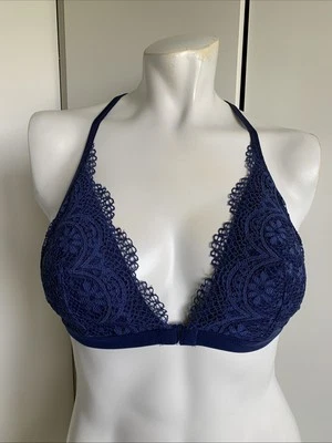*NUEVO SIN ETIQUETAS* Victoria’s Secret talla XL azul marino bralette encaje traje de baño top espalda en T Foto 1 de 4