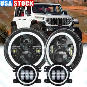 Faros LED halo blancos y luces antiniebla 2007-2018 para Jeep Wrangler JK JKU 7 pulgadas - Imagen 1 de 14