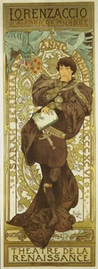 Póster Reproducción Vintage Teatro Renacimiento Mucha Lorenzaccio ENVÍO GRATUITO - Imagen 1 de 1