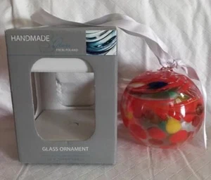 Zorza Boca Soplada Vidrio Artístico 5” Naranja Amarillo Blanco Remolino Árbol Adorno Polonia - Imagen 1 de 7