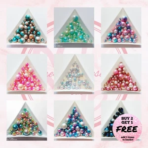 Faux Pearls - Vibrant Colors, Various Sizes - For Nail Art, Crafts, Slime, Resin - Picture 1 of 11