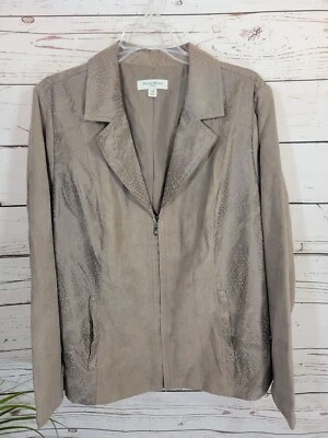 Studio Works Taupe Snake Skin Prnt Zip Up Career Casual Blazer Jacket size 18W - Image 1 of 4