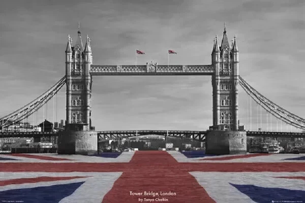 TOWER BRIDGE LONDON BY TANYA CHALKIN POSTER (24"X36") PICTURE PRINT ENGLAND UK - Image 1 of 1