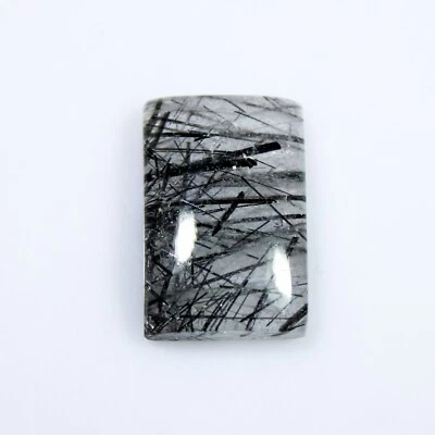 Natural Black Rutilated Quartz Cabochon In Cushion Shape 21.00 Carats 22x15x6 mm - Image 1 of 4