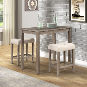 Sora Wood 3-Piece Counter Height Dining Set, Taupe - Picture 1 of 7