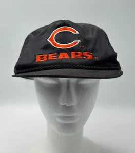 Vintage Chicago Bears Hat One Size Black Satin Rope Snapback Cap NFL Retro 90s - Picture 1 of 10