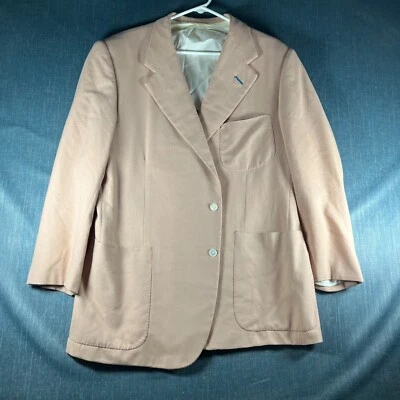 Chaqueta Blazer Neiman Marcus Para Hombres 46 Forrada Melocotón Solapa Muesca Única Pecho Foto 1 de 4