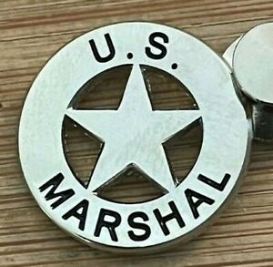 US Marshals Service - "THE MARSHAL" Shiny SILVER "VINTAGE" version Lapel Pin