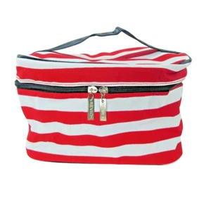 New Revlon Red White Striped Small Makeup Travel Size Bag 9.5" x 5" x 6" - Picture 1 of 5
