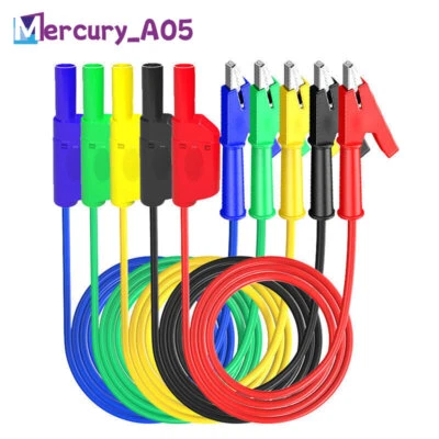 PEAKELECT 5PCS Sicherheit 4MM Bananenstecker zu Krokodil Krokodilklemme Prüfkabel 1000V