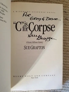 Sue Grafton, "C" IS FOR CORPSE 1986 HBDJ *Signed* 1ST Ed. NEW! (04C) Great Copy! - Picture 1 of 7