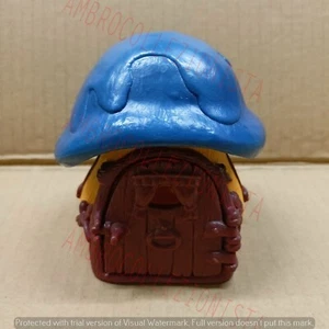 Casetta Cottage Puffi Schleich Peyo 1978 - Gialla con Tetto Blu (N) - Picture 1 of 3