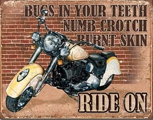 Letrero de metal Ride On Motorcycle 410 mm x 300 mm (de) - Imagen 1 de 1