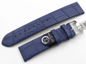 Ricambio Orologi Cinturino Vera Pelle Riciclata Ecologico Blu Print Crocodile - Bild 1 von 4