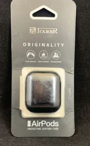 ICARER Black Leather AirPods Protective Case - Picture 1 of 4