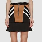 $350 Neil Barrett Italy Womens Brown Black Stripe Zip-Front A-Line Dress Size 44