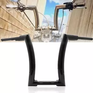 Black 12" Rise 2" Ape Hanger Handlebar For Harley Sportster Yamaha Vstar - Picture 1 of 5