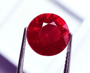 Piedra preciosa suelta rubí rojo natural forma redonda 6,00 quilates certificada con regalo gratis - Imagen 1 de 7