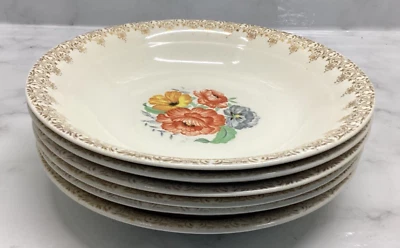 Juego de 6 cuencos de sopa/cereal American Homes Florine adorno de oro 22K EE. UU. Foto 1 de 4