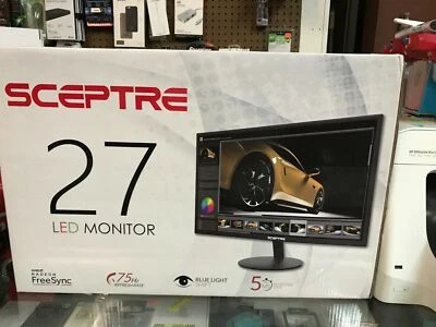 Sceptre 27" upto 75Hz 5ms Monitor HDMI VGA Dual Speakers HDMI DVI VGA ULTRA THIN - Image 1 of 2