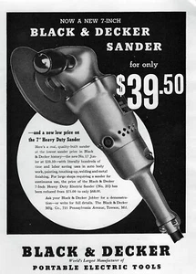 1936 Black & Decker Tools 7" Heavy Duty Electric Sander Original Print Ad  - Picture 1 of 1