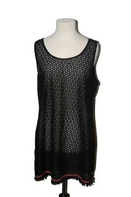 Xhileration Mujer Natación Encubrimiento Crochet Negro Boho Corbata Cuello Talla XL X-Grande Foto 1 de 2