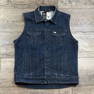 SA1NT Dark Wash Button Front Sleeveless Blue Denim Jacket Vest - Men's Medium  - Picture 1 of 9