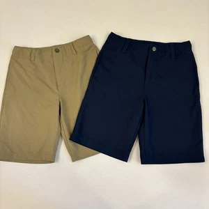 Boy’s Under Armour Shorts Size 7 Performance Golf Shorts Navy Khaki Lot Uniform - Picture 1 of 3