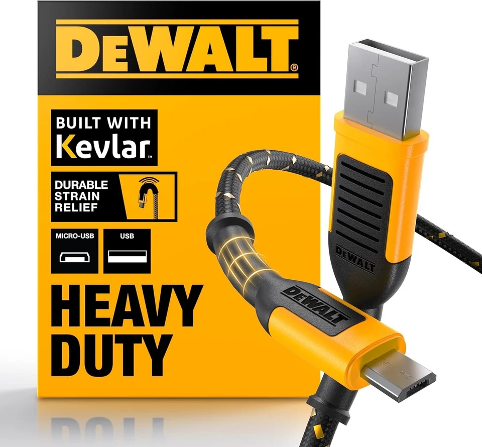 Cable USB a USB C de alta resistencia DEWALT carga rápida iPhone Samsung Android 10 pies Foto 1 de 1