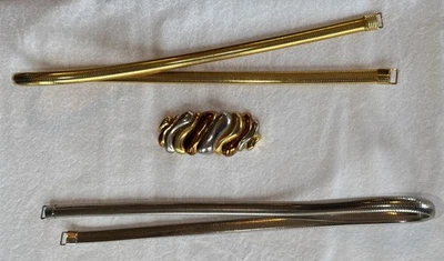 2 Cinturones Vintage Años 80 Accessocraft NYC Tono Dorado y Plata Serpiente Elastizados EE. UU. Foto 1 de 4