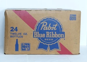 Vintage PBR 24 Pabst Blue Ribbon Beer Box Carton Case Flip Top Deposit - Good - Picture 1 of 9