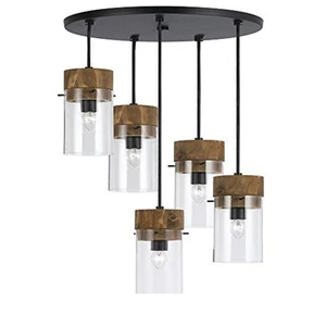 Cal Lighting 11" Glass Pendant in Dark Bronze Wood Finish - Picture 1 of 1