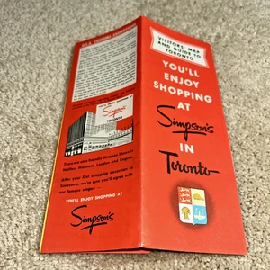 1962 VISITORS' MAP AND GUIDE TO TORONTO, You'll Enjoy Shopping at SIMPSONS - Picture 1 of 14