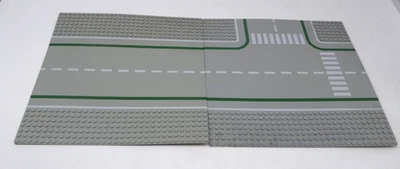 Lego Town Baseplate 608p01 Road T Intersection & 2358pb04 Straight Lot Crossing - Image 1 of 4