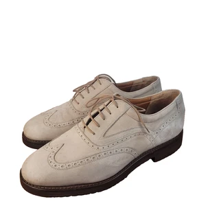 Scarpe Salvatore Ferragamo UK 7,5 US 8,5 EU 41 brogues pelle nabuk pietra crema - Foto 1 di 11