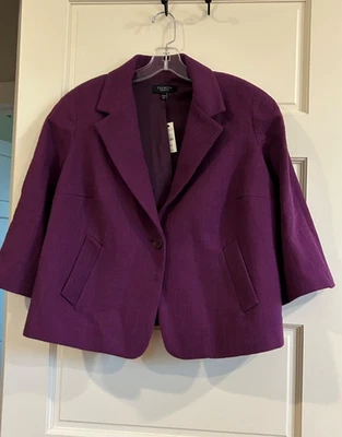 Chaqueta Blazer Talbots Mujer Púrpura 100% Algodón Tweed Talla 14WP PRECIO DE VENTA SUGERIDO POR EL FABRICANTE $169 NUEVA CON ETIQUETAS Foto 1 de 4