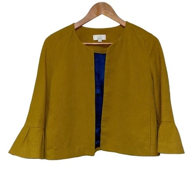 Ann Taylor Loft Women's Jacket Mustard Yellow Open Front Bell Sleeve Small - Image 1 of 4